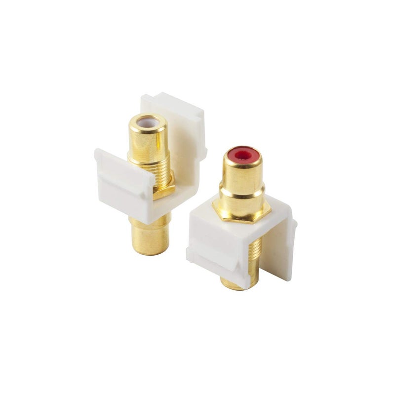 TENINYU 5-Pack RCA Keystone Jack Insert Connector Socket Female Snap in Adapter Port Gold Plated Inline Coupler for Wall Plate Outlet Panel Mount (White) - Image 3